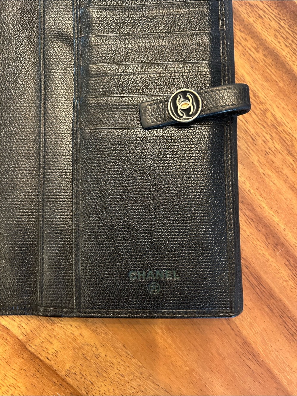 CHANEL Vintage Black Caviar Leather Coco Button Long Flap Wallet - Picture 4 of 12